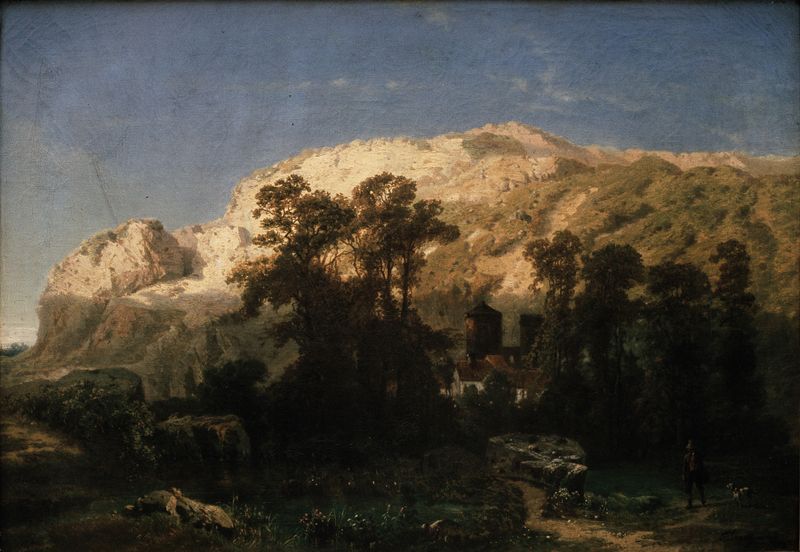 Rocky landscape in Marche-les-Dames by Jean Pierre François Lamorinière, oil painting