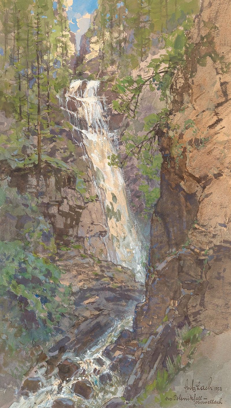 Paisagem da cascata Polinik de Fritz Lach
