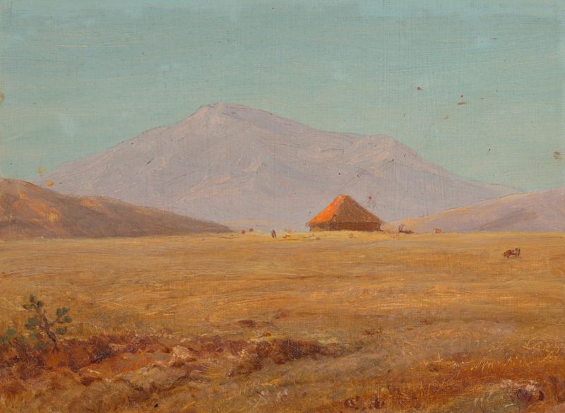 Planalto montanhoso com cabana, pintura a óleo de Frederic Edwin Church