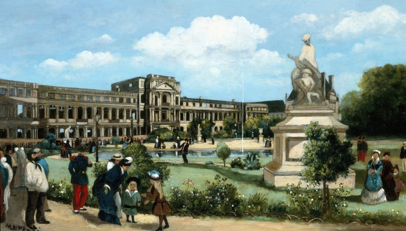 Ruinas del Palacio de las Tullerías tras el incendio de 1871 por Pierre-François Marangé, pintura al óleo