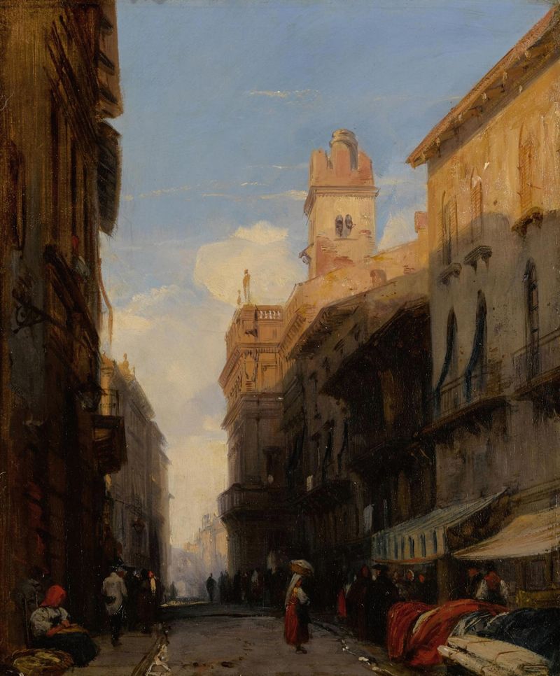Pintura al óleo de Richard Parkes Bonington que representa Corso Sant’Anastasia, Verona