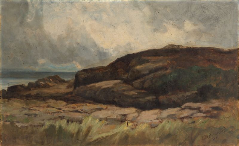 Paisagem com rochas, óleo sobre tela de Edward Mitchell Bannister