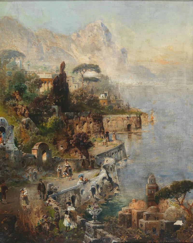 Paisagem com tons suaves e horizonte de Robert Alott, pintura a óleo de 1908