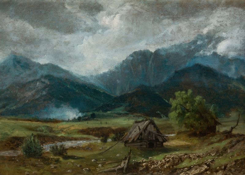 Landscape of Mount Giewont by Aleksander Kotsis, oil painting