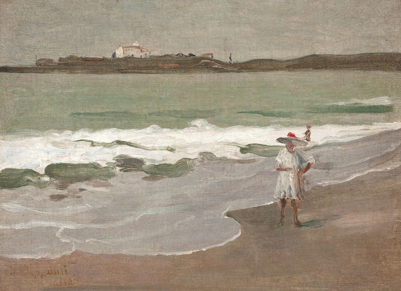 A Igrejinha, oil on canvas by Eliseu Visconti, depicting a church in Copacabana at sunset.