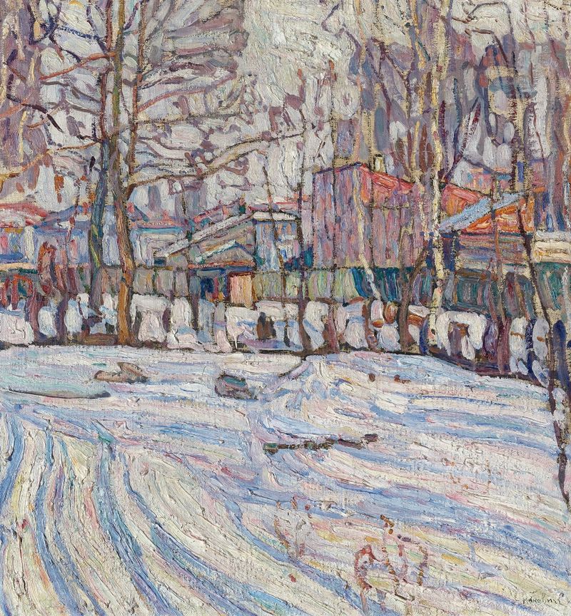 Winter landscape with snow by Abraham Manievich, oil painting