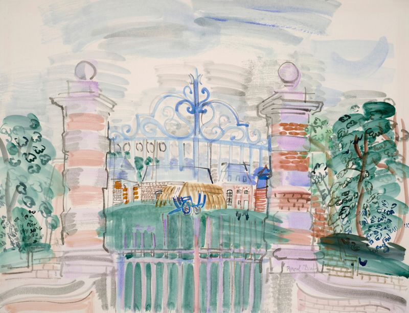 La ferme Louis XIII de Raoul Dufy, Fauvismo, retratando uma paisagem rural colorida