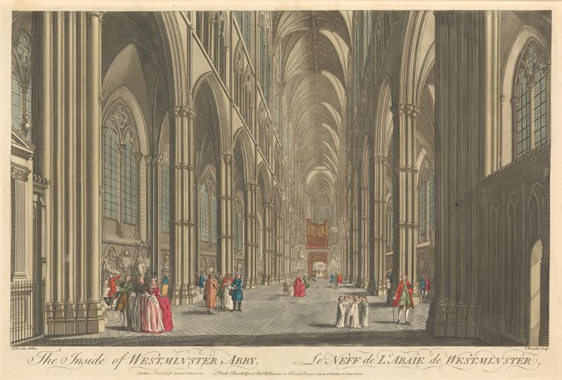 Vista interior da Abadia de Westminster com vitrais de Thomas Bowles III
