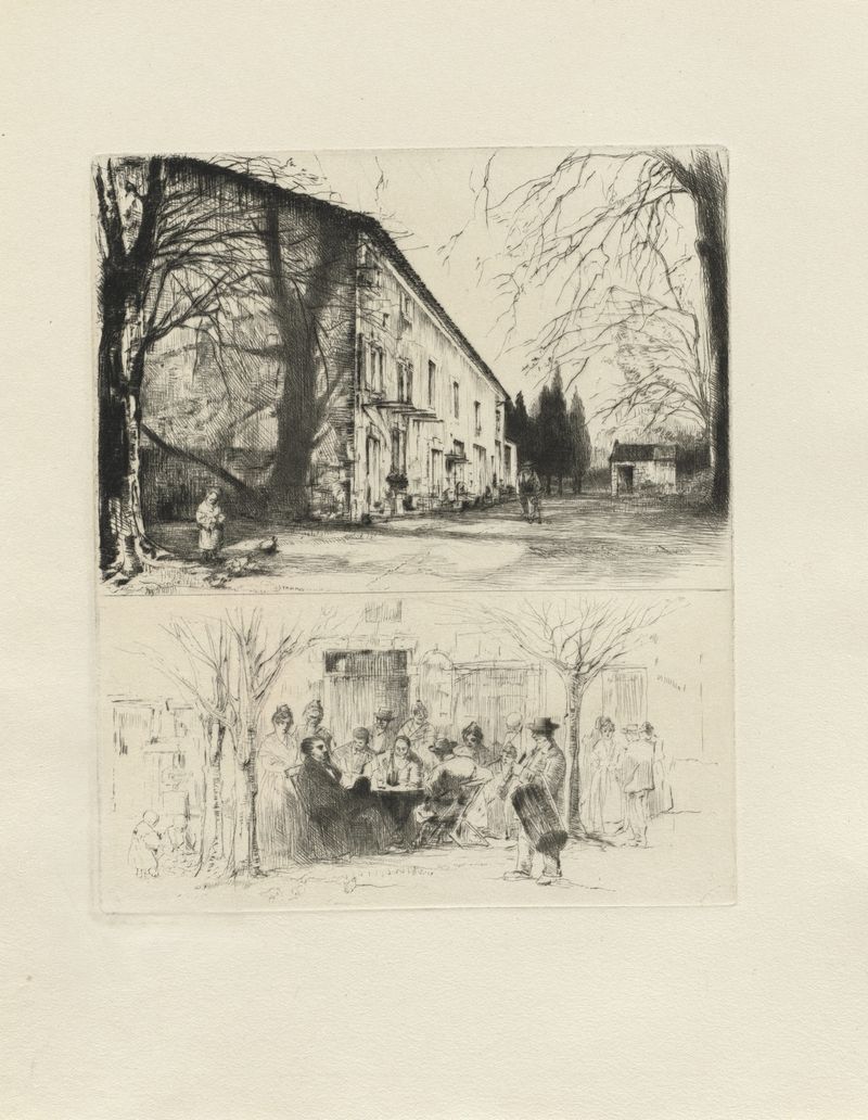 Gravura figurativa de Auguste Brouet mostrando linhas delicadas e sombras