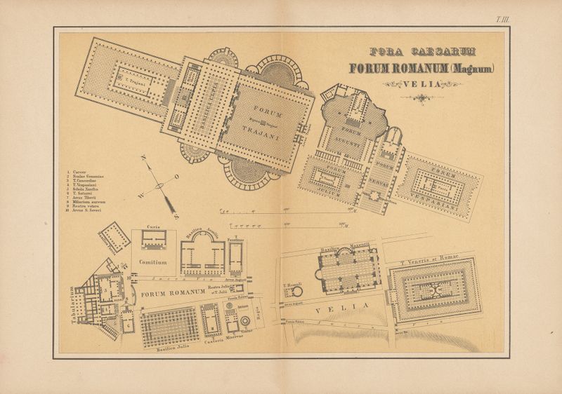 Architectural etching by Christoph Ziegler depicting the Forum Romanum.