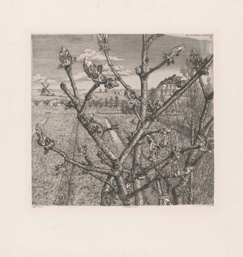 Paisaje vibrante de primavera con flores y vegetación, óleo de Arend Hendriks