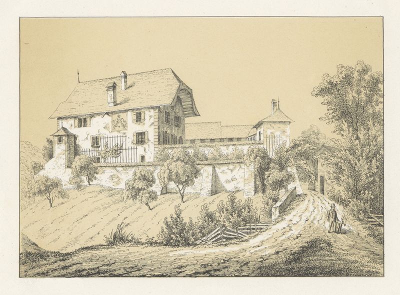 Pintura al óleo de paisaje de Johann Friedrich Wagner que muestra colinas y luz suave.