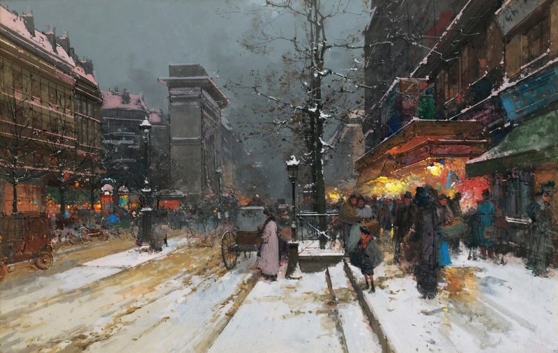 Porte Saint-Denis, Paris, óleo sobre tela de Eugène Galien-Laloue