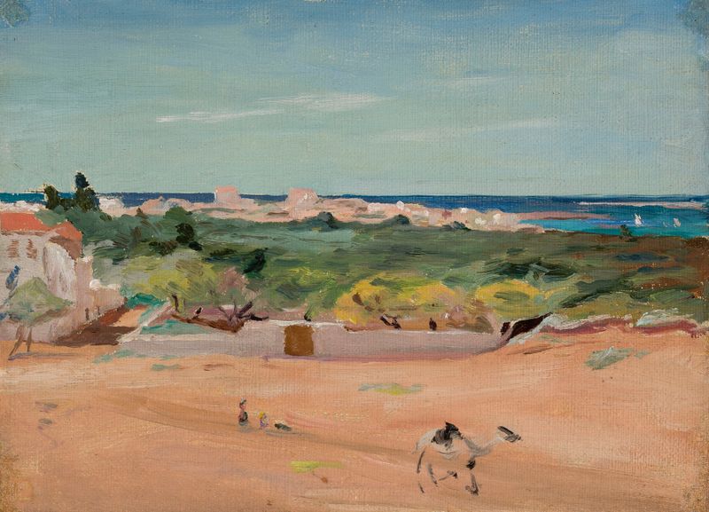 Tripoli en Siria, óleo sobre lienzo de Jan Ciągliński, con arquitectura delicada y luz dorada.