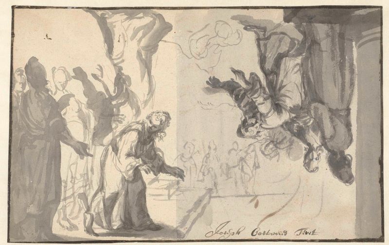 Twee studies van een groep vrouwen, óleo sobre lienzo de Joseph de Coster, que representa a mujeres en un círculo.