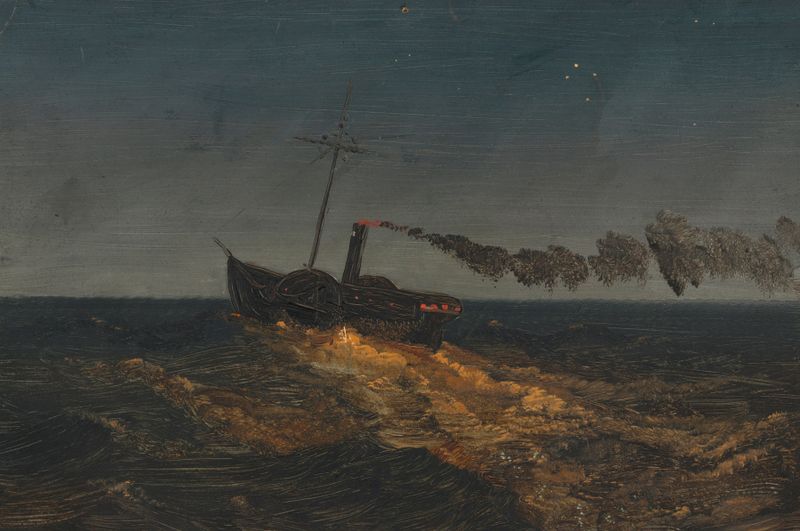 Paddle steamer at dusk, pintura a óleo de Frederic Edwin Church