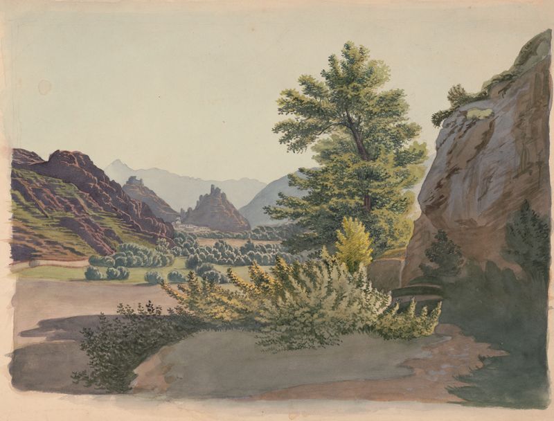 Paisagem com buttes e uma árvore de algodão de James Fuller Queen