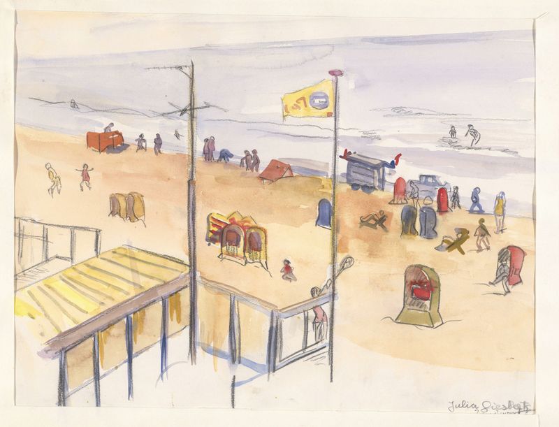 Genre scene of rattan chairs and a haringkar by Julia Giesberts