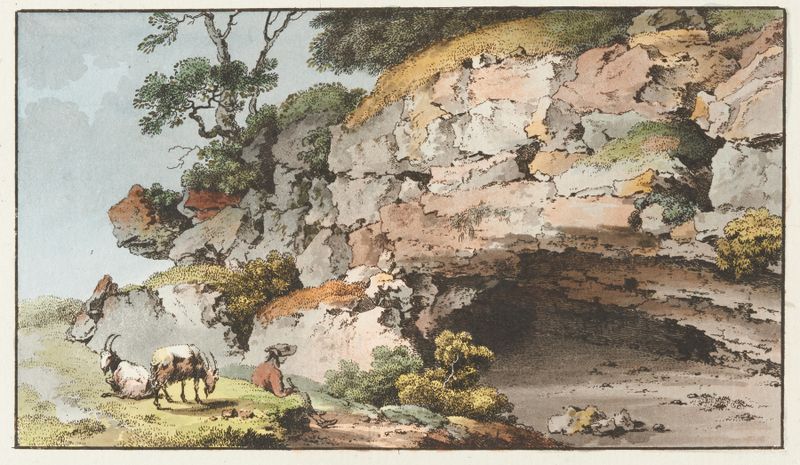 Paisaje con naturaleza caótica, rocas y vegetación de Johann Ludwig Aberli
