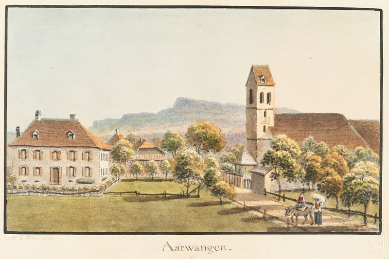 Aarwangen de Jakob Samuel Weibel, retratando uma paisagem de rio tranquila com luz suave.