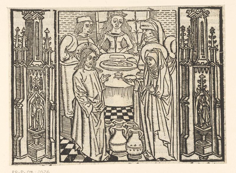 Cena de casamento em papel de Master of Delft, apresentando uma noiva à luz de velas.