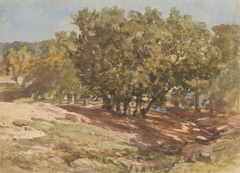 Landscape with hills and sky, oil on canvas by Charles Rochussen