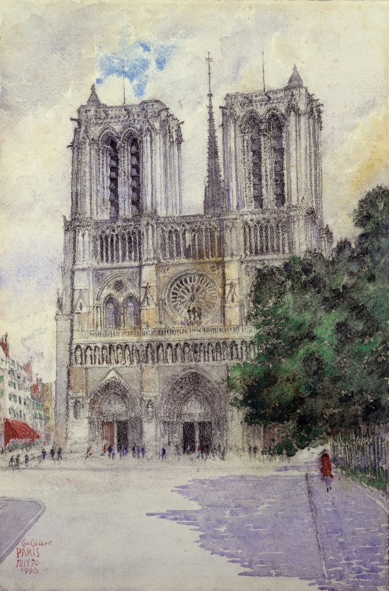 Arquitetura gótica da Catedral de Notre Dame, Paris de Cass Gilbert