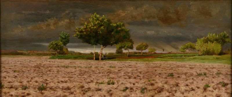 Landscape with dark clouds and light patches, oil on canvas by Antoine Chintreuil