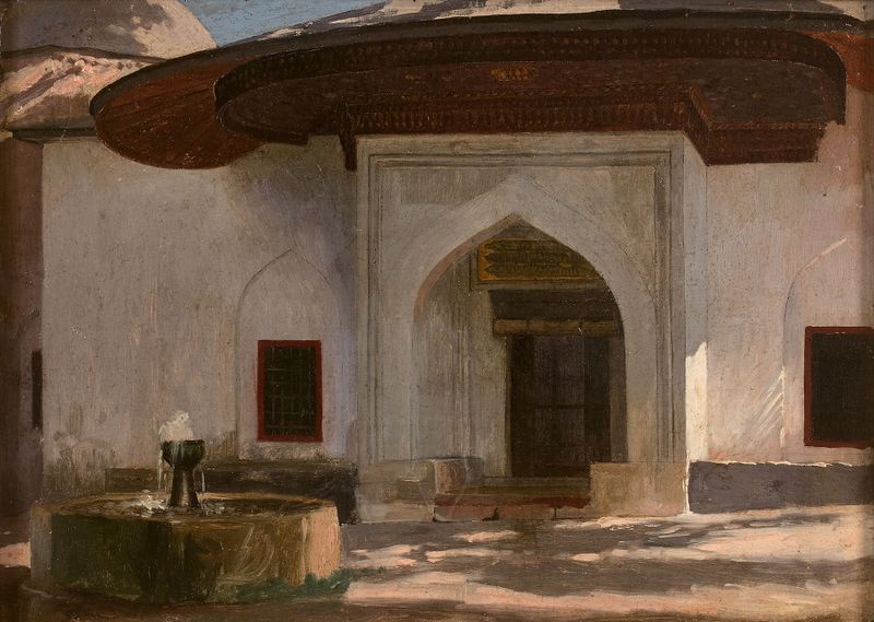 Fountain at the entrance of a monument, oil on canvas by Jean-Léon Gérôme