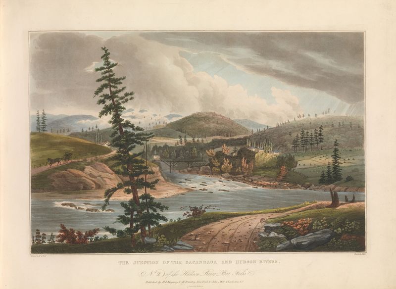 Landscape depicting the junction of two rivers, oil painting by John Hill