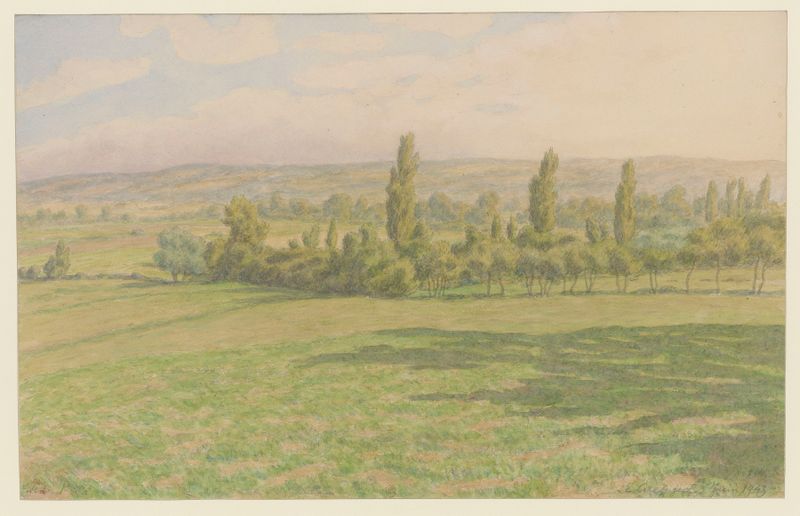 Le Cireygeol de Henri Rivière, acuarela sobre papel que representa un paisaje sereno.