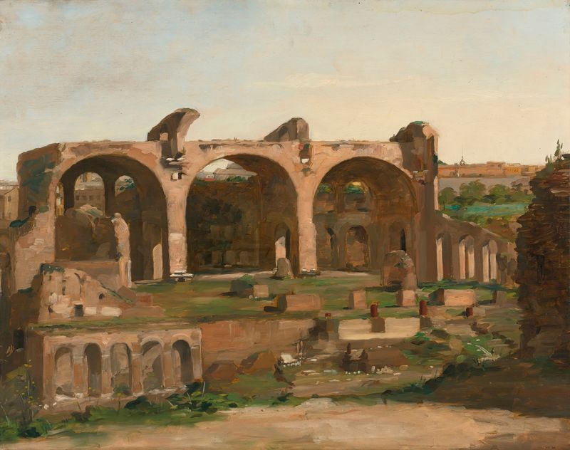 Basílica de Constantino no Fórum Romano, óleo sobre tela de Follower of Jean-Baptiste-Camille Corot