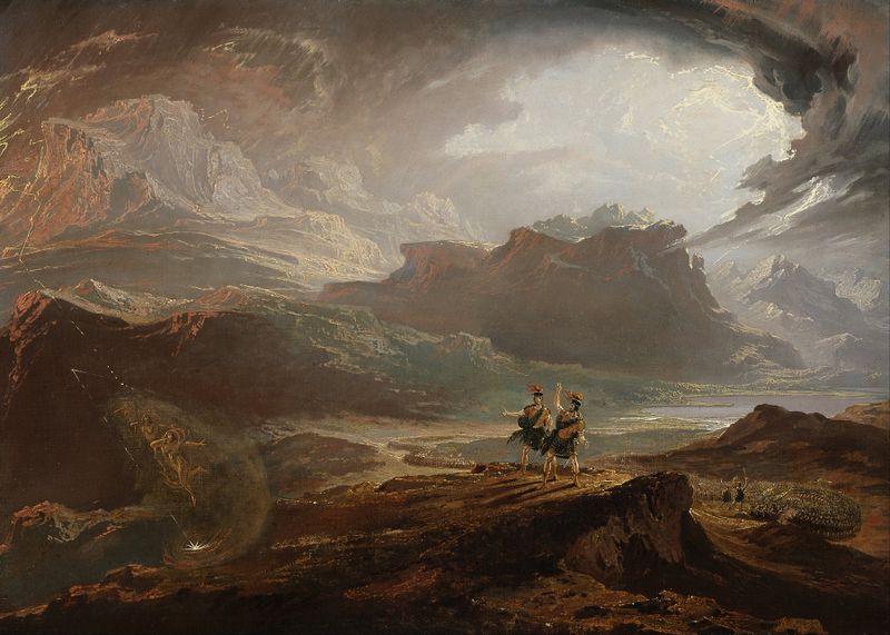 Macbeth by John Martin, oil on canvas depicting a chaotic battlefield