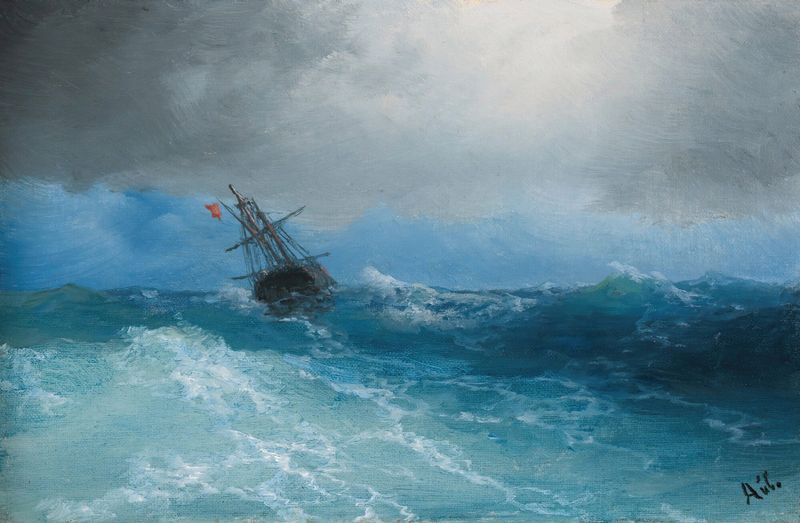 Gathering Storm, oil on canvas by Ivan Konstantinovich Aivazovsky, depicts a stormy sea with dark clouds.