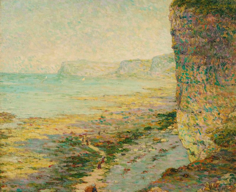 Falaises À Marées Basse by Claude Emile Schuffenecker, oil on canvas depicting cliffs and ocean.