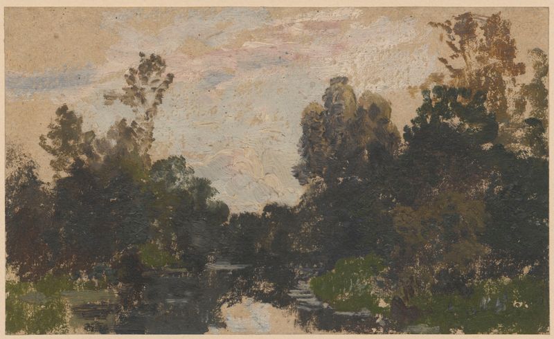 Paisagem à Beira do Rio Barycz, óleo sobre tela de Adolf Dressler, retratando uma cena tranquila do rio