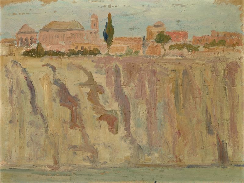 Paisaje que muestra acantilados y el río Tajo de Ernst Schiess, medio desconocido.