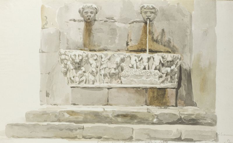 Fuente de sarcófago en Messina, Neoclasicismo de Abraham-Louis-Rodolphe Ducros