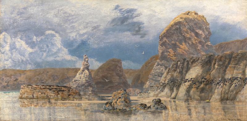 The Shallows of Hareslade Cove, marine scene by John Brett, oil painting