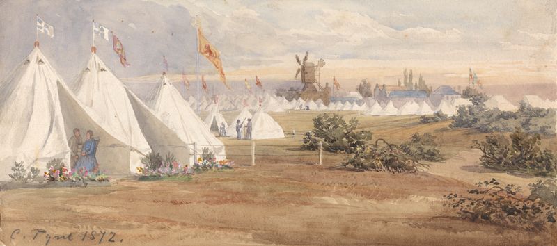 The London Scottish Volunteer Regiment at Wimbledon Common, oil on canvas by Charles Claude Pyne