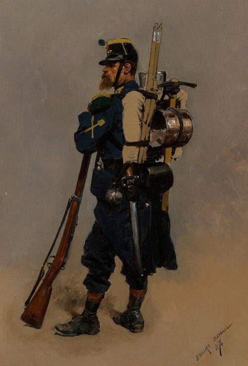 A detailed painting of a line engineer from the Franco-Prussian War.