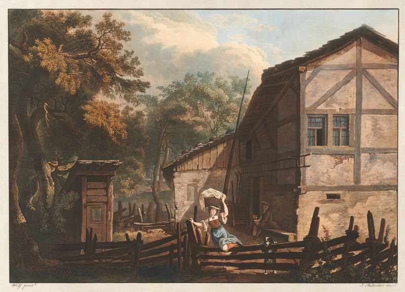 Paisagem com uma cerca, óleo sobre tela de Caspar Wolf