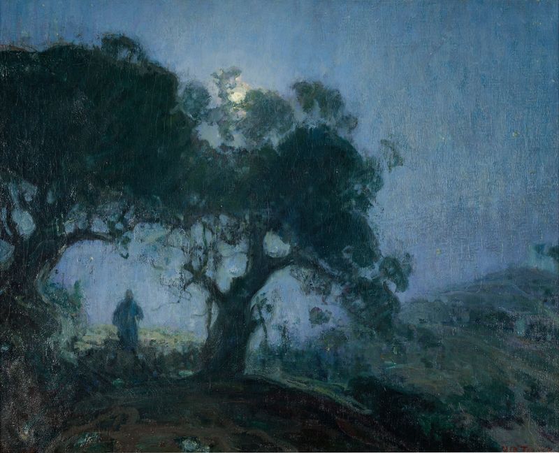The Good Shepherd by Henry Ossawa Tanner, oil on canvas, depicting a shepherd in soft light and earth tones.