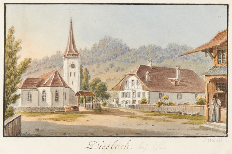 Paisagem com vegetação exuberante de Jakob Samuel Weibel, estilo Romantismo