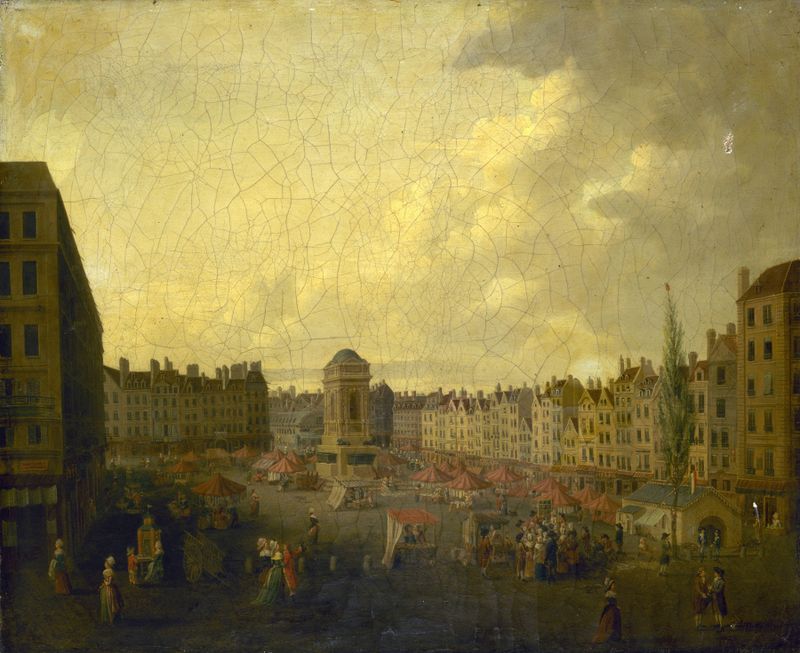 Escena de género con figuras en conversación, pintura al óleo de Pierre Lafontaine