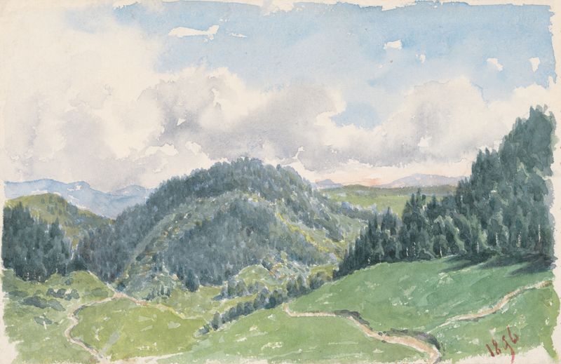 Mountain landscape oil painting by Friedrich Carl von Scheidlin