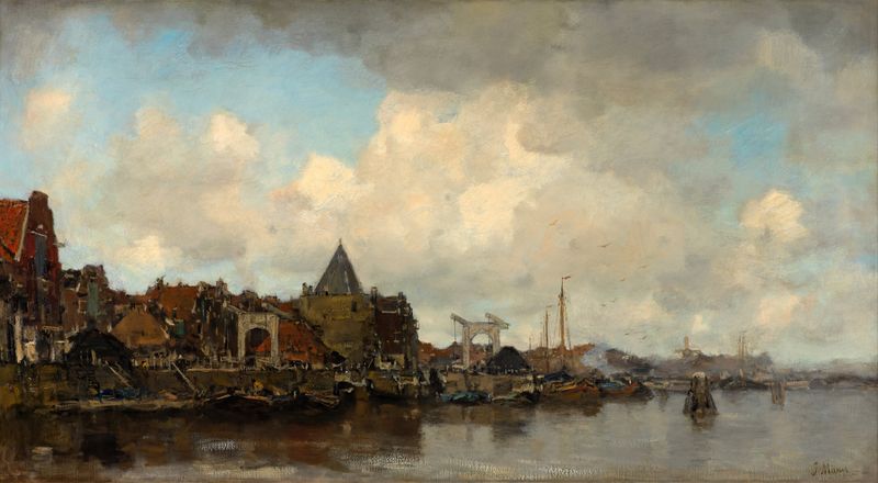 The Schreierstoren by Jacob Maris, oil on canvas, features a tower against a twilight sky.