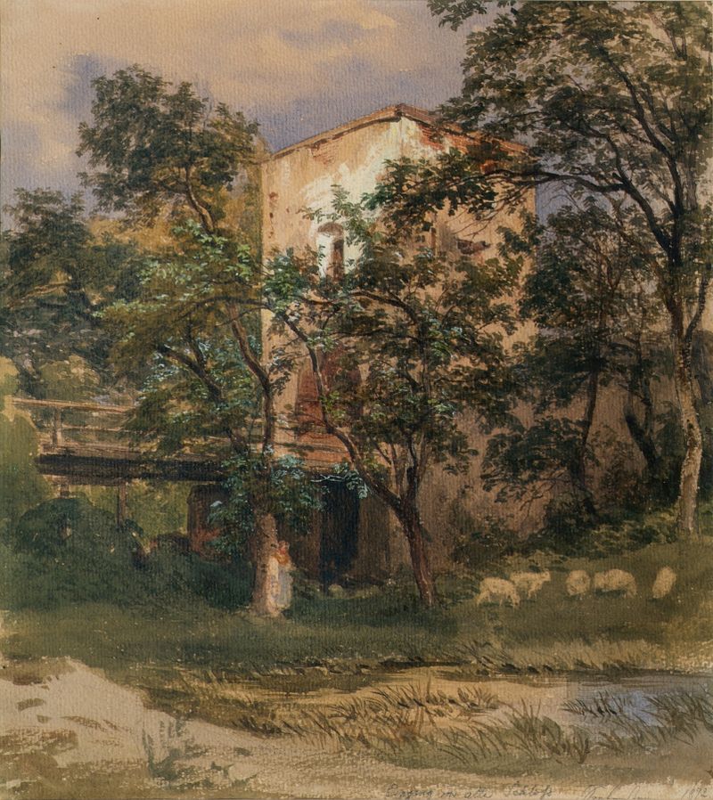 Eingang zum Schloss Seebenstein by Josef Höger, oil on canvas, depicting a castle entrance with light and nature.