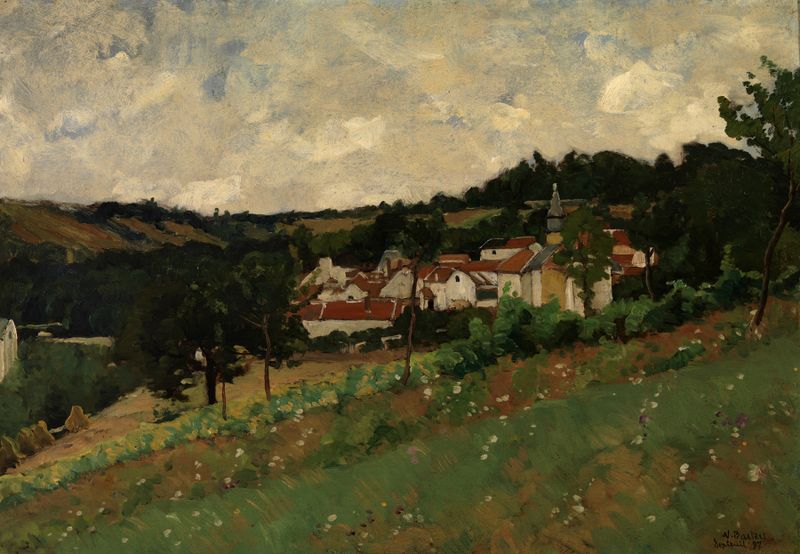 Landschap bij Septeuil by Nicolaas Bastert, impressionist landscape oil painting