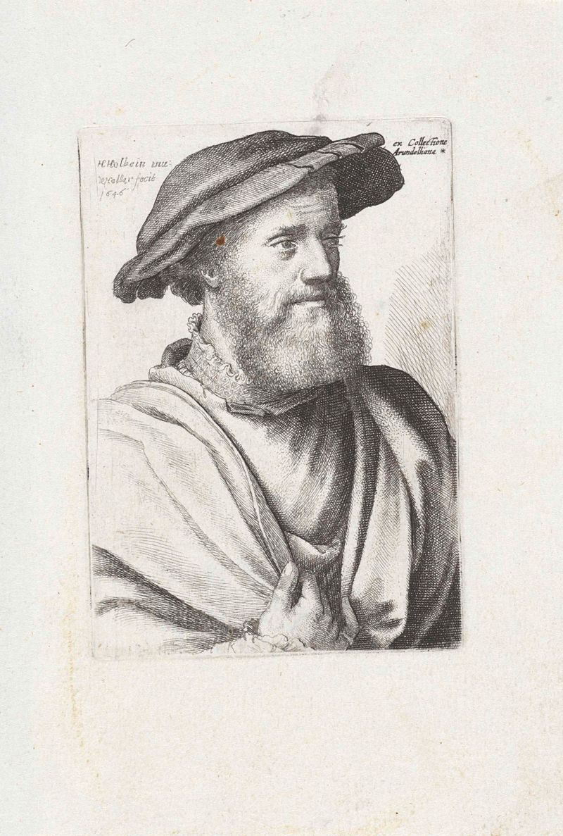 Retrato de un hombre con barba y bonete, grabado de Wenceslaus Hollar